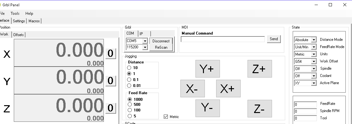GrblPanel připojení