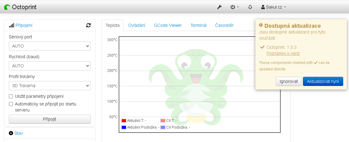 OctoPrint aktualizace
