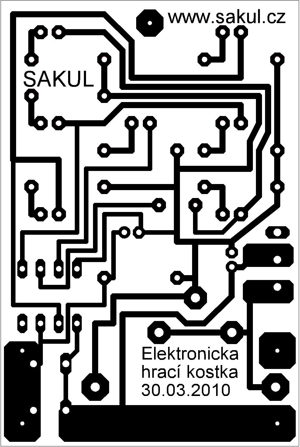 Plošný spoj elektronické hrací kostky