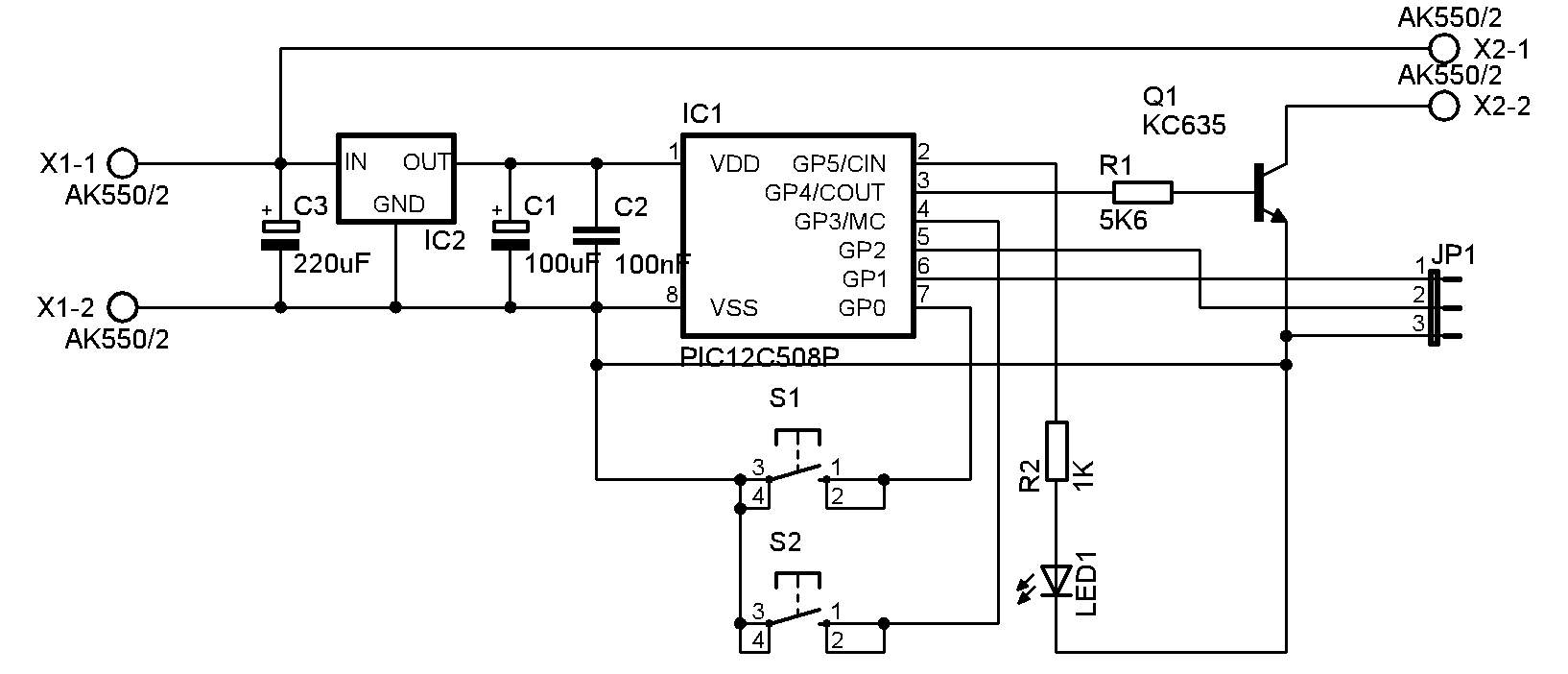 Schéma elektronického sklopce